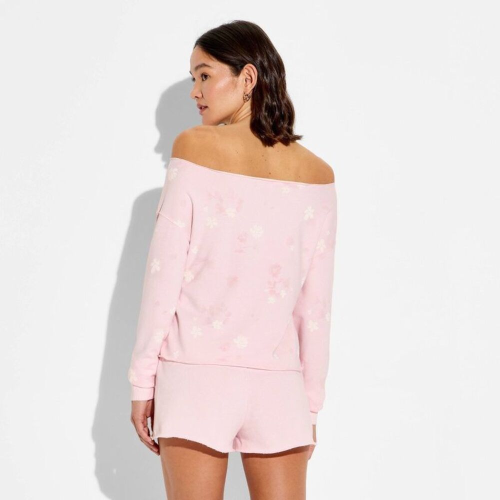 Wild Fable - Women's Off the Shoulder Pullover Sweatshirt - Wil Pink - Picture 3 of 3